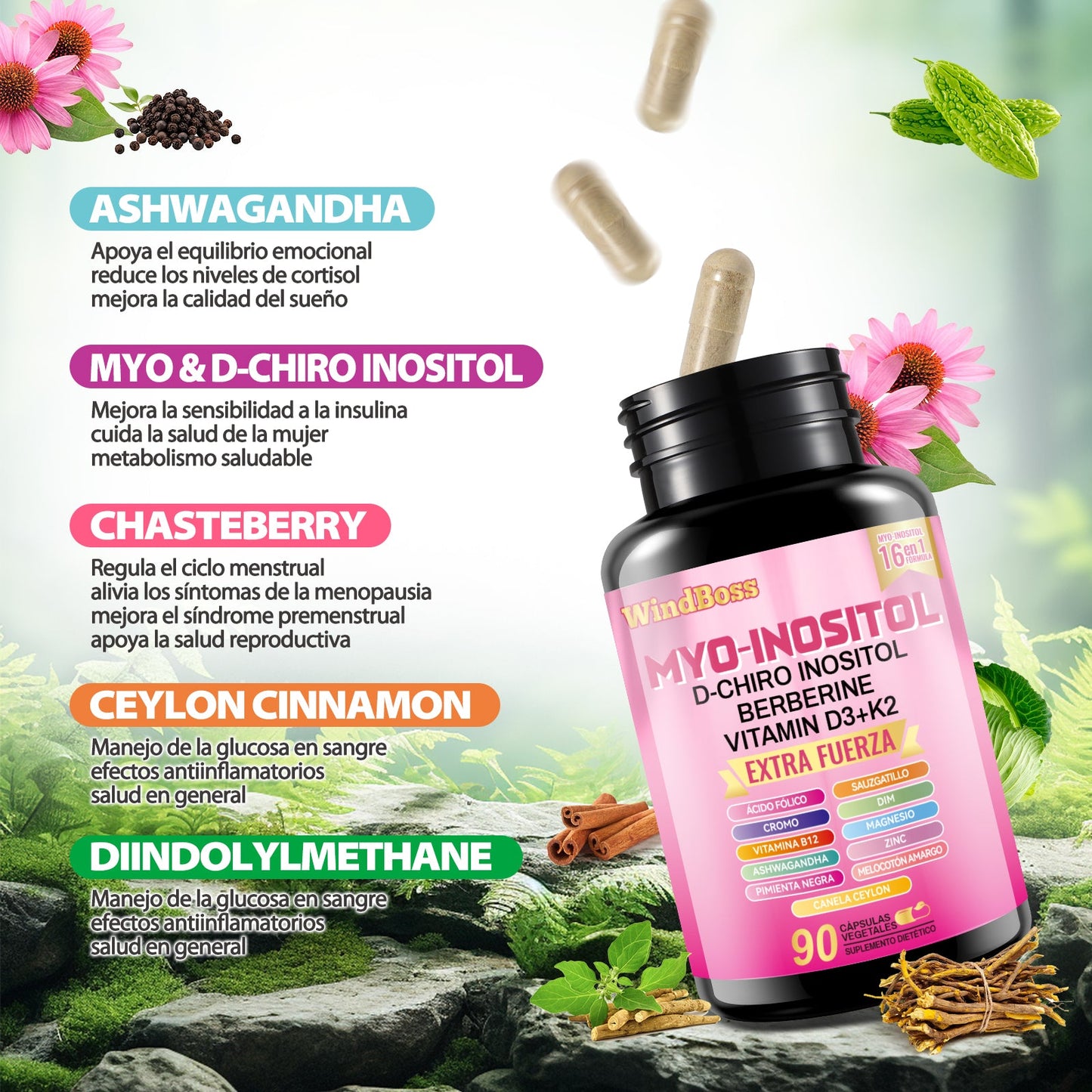 Cortisol-Support &amp; Myo-Inositol Multivitamin Combo | Extra Strength All-in-One Supplement-1 pc 